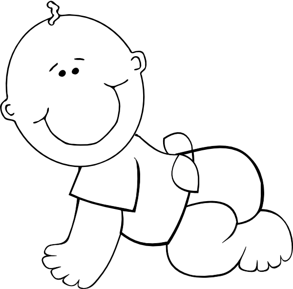 600x592 Crawling Baby Boy Outline Clip Art