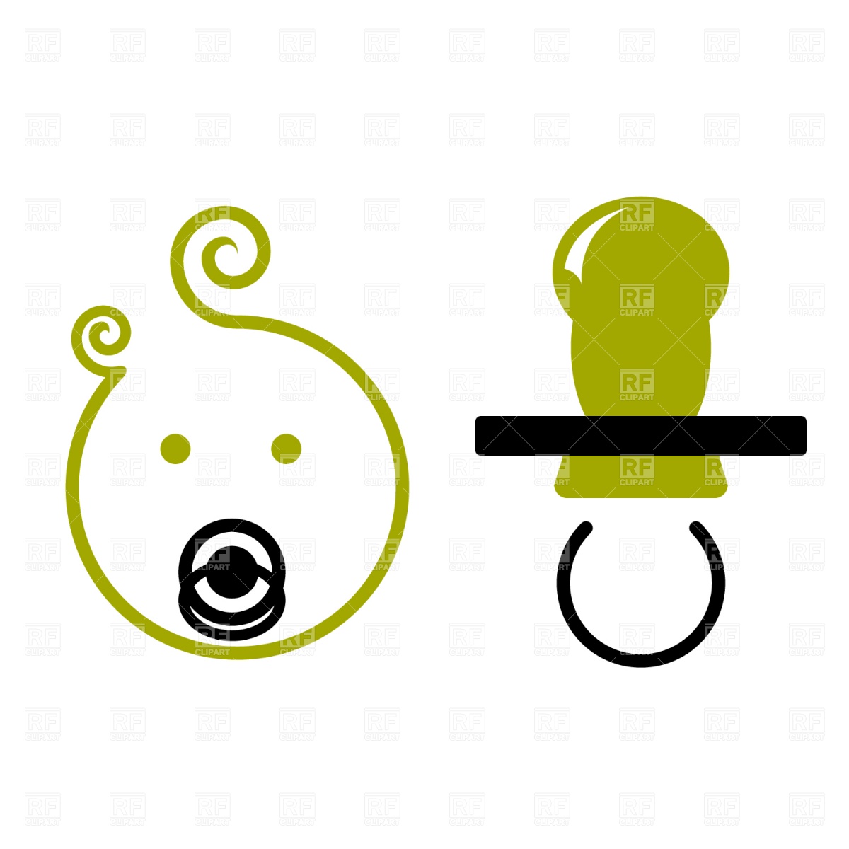 1200x1200 Baby Face And Pacifier Icons Royalty Free Vector Clip Art Image