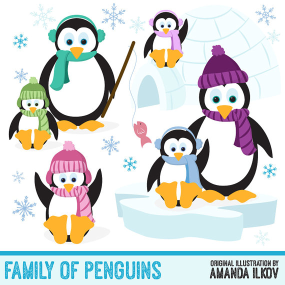 570x570 Hand Drawn Vector Penguins Clip Art Penguin Clipart