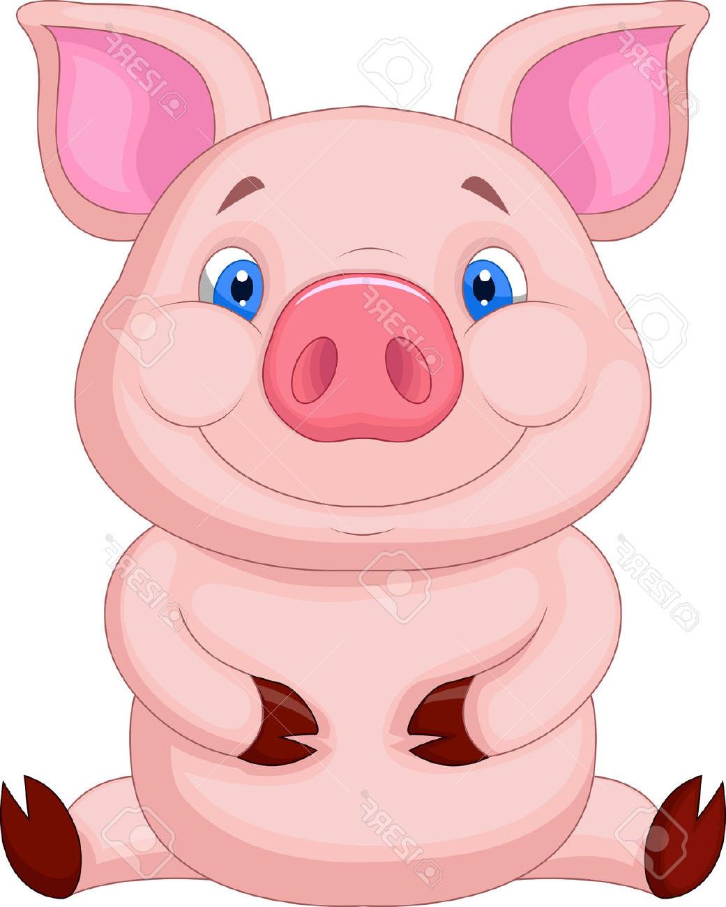 1041x1300 Unique Cute Baby Pig Cartoon Sitting Stock Vector Drawing