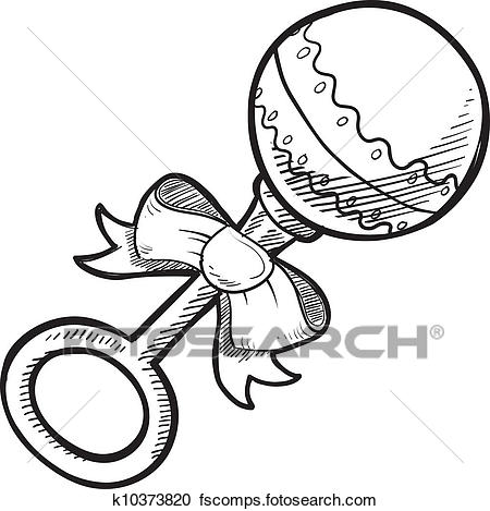 450x469 Clipart Of Baby Rattle Sketch K10373820