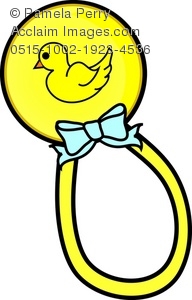 192x300 Clip Art Illustration Of Cartoon Baby Rattle With A Duck Design