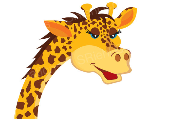 570x400 Giraffe Clipart Jungle Safari Baby Shower Instant Download