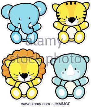 300x353 A Rhino Safari Animals Cartoon Character Stock Photo, Royalty Free