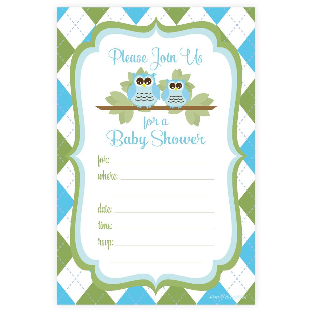 1000x1000 Owl Boy Baby Shower Invitations