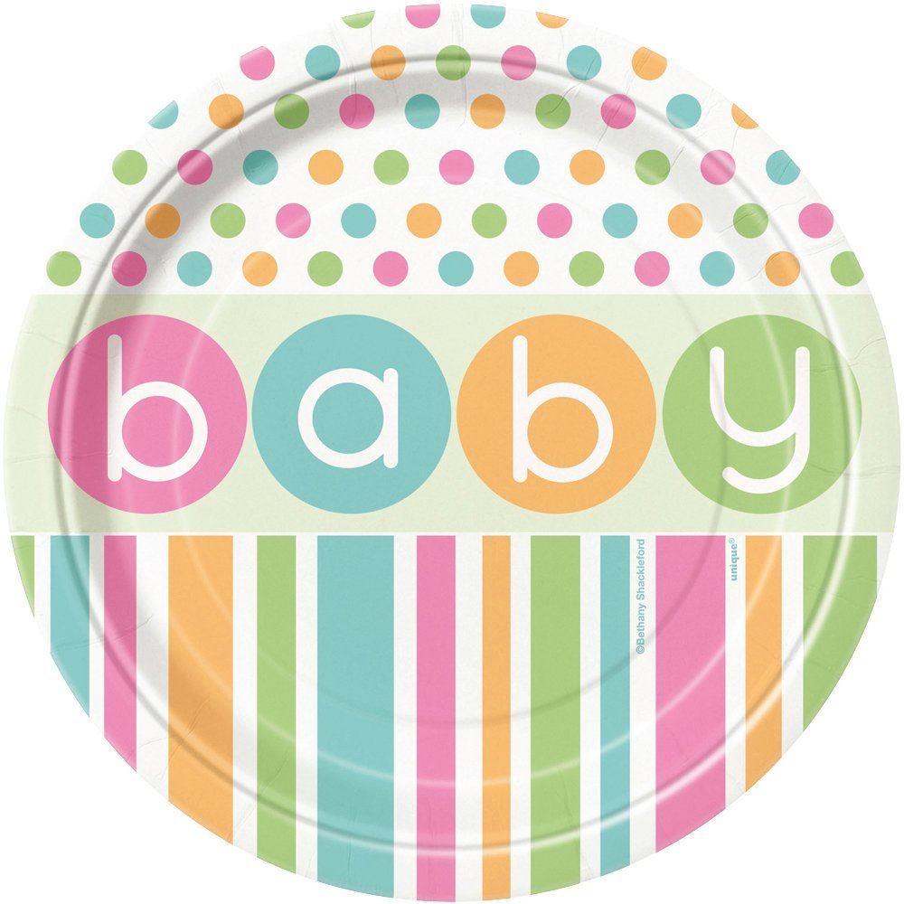 1000x1000 Pastel Polka Dot Baby Shower Unisex Boy Girl Party Tableware