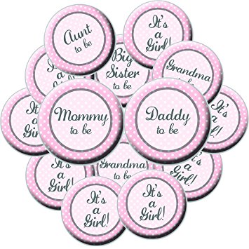 355x355 16 Girl Baby Shower Button Set