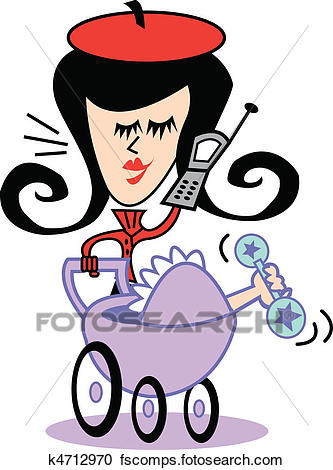 333x470 Clipart Of Mom With Baby Stroller Clip Art K4712970
