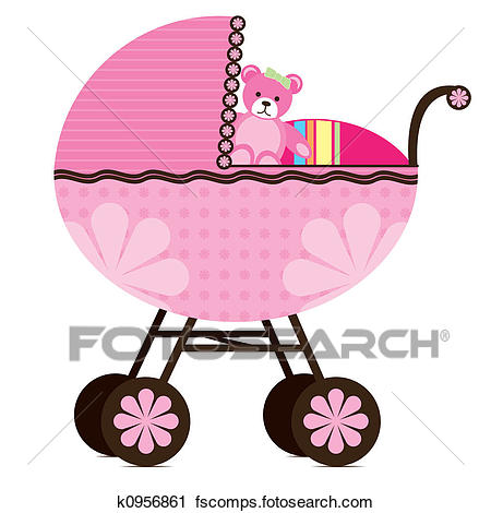 450x470 Clipart Of Pram For Baby Girl K0956861