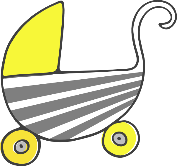 600x563 Gray Yellow Stroller Clip Art