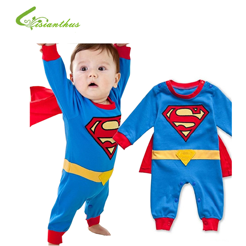 800x800 Baby Boy Romper Superman Long Sleeve With Smock Halloween