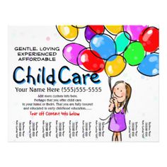 236x236 Child Care. Babysitting. Day Care. Tear Sheet Custom Flyers