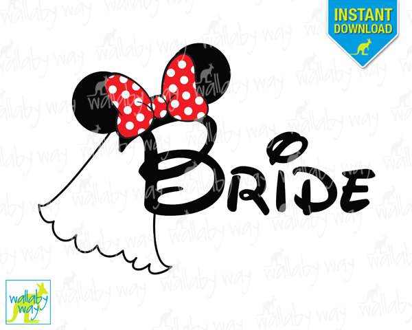 600x480 Disney Wedding Bride Minnie Ears Printable Iron On Transfer Or Use