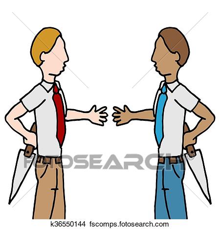 450x470 Clipart Of Businessman And Shake Back Stabbing K36550144