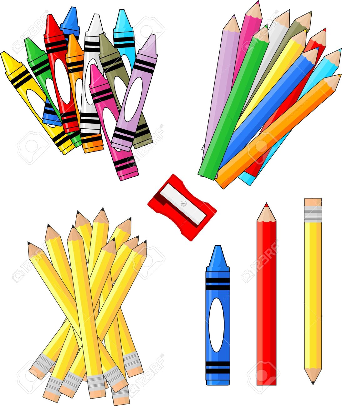 1093x1300 School Supplies Groups Clip Art Isolated On White Background