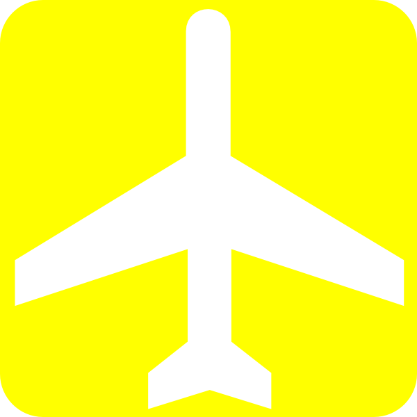 600x600 White Aeroplane With Yellow Background Clip Art