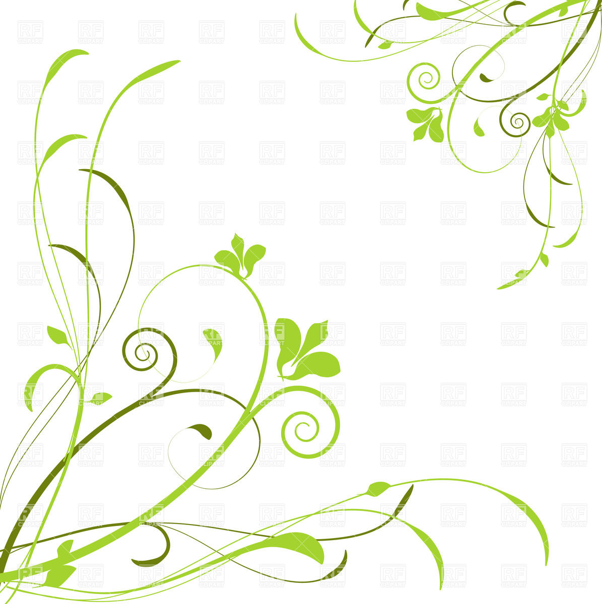 1195x1200 Abstract Background With Green Curly Flowers Royalty Free Vector