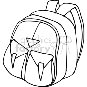300x300 Royalty Free Black And White Outline Of A Backpack With Pockets