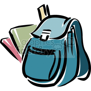 300x300 Royalty Free Cartoon Backpack With Books And A Ruler 382476 Vector