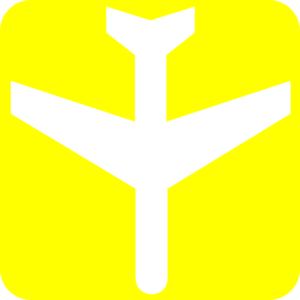 300x300 White Aeroplane With Yellow Backround Clip Art