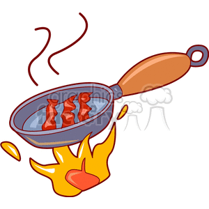 300x300 Royalty Free Frying Pan With Bacon In A Fire 140504 Vector Clip
