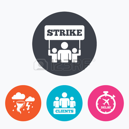 450x450 Strike Icon. Storm Bad Weather And Group Of People Signs. Delayed