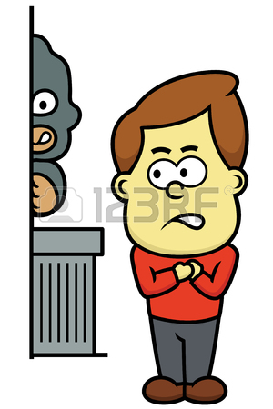 300x450 Man Being Followed By Bad Guy Cartoon Illustration Royalty Free