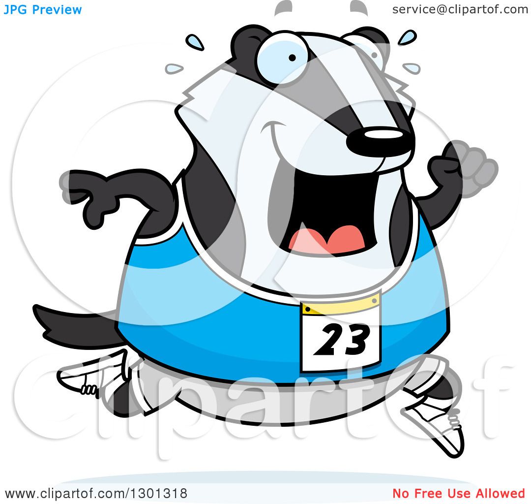 1080x1024 Clipart Of A Cartoon Sweaty Chubby Badger Running A Track