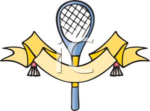 300x223 Badminton Racket , Shuttle And A Ribbon