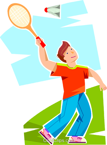 354x480 Boy Playing Badminton Royalty Free Vector Clip Art Illustration