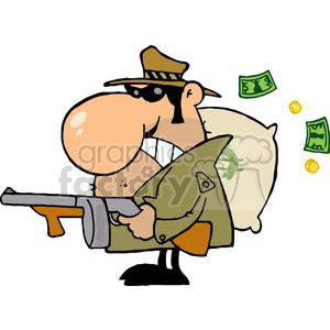 300x300 Royalty Free Gangster With His Gun And Bag Of Money 378962 Vector