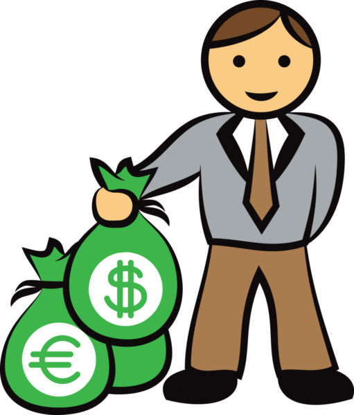 511x600 Business Man Holding Bag Of Money Vector