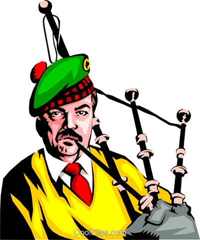 401x480 Man Playing The Bagpipes Royalty Free Vector Clip Art Illustration