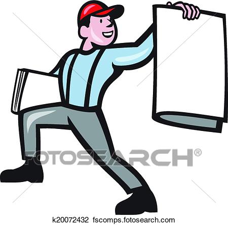 450x445 Clipart Of Newsboy Selling Newspaper Isolated Full Cartoon