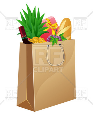 320x400 Paper Shopping Bag With Foods Royalty Free Vector Clip Art Image
