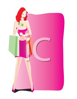 270x350 Stylized Girl Holding Shopping Bags