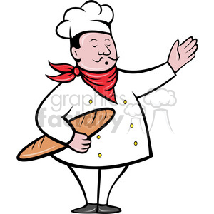 300x300 Royalty Free Chef Holding A Baguette 388347 Vector Clip Art Image