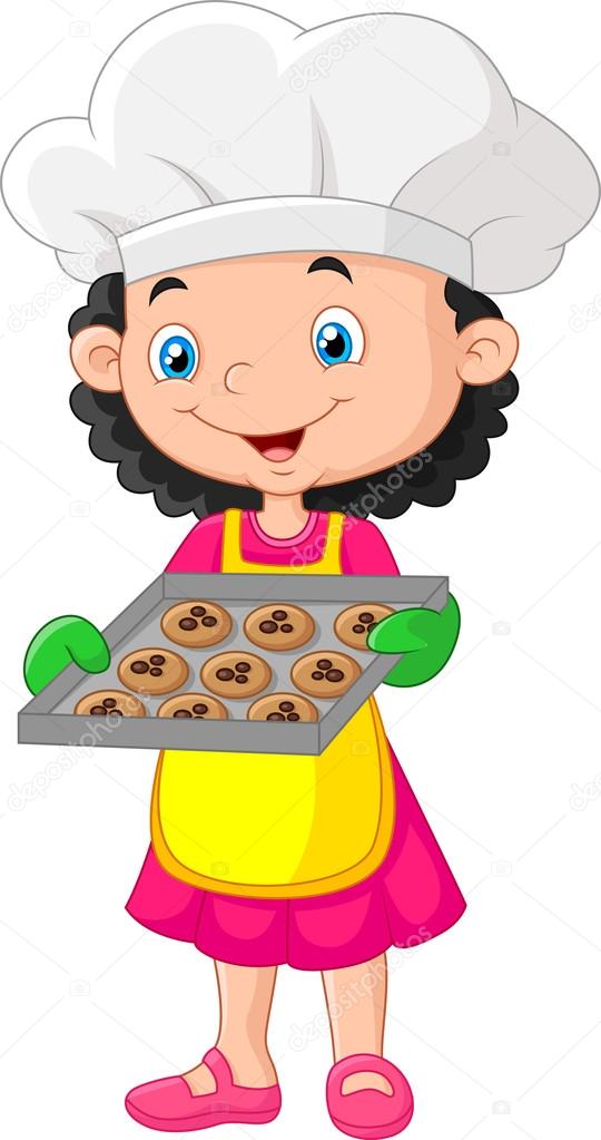 540x1023 Little Girl Holding Baking Tray With Baking Ready To Eat Stock