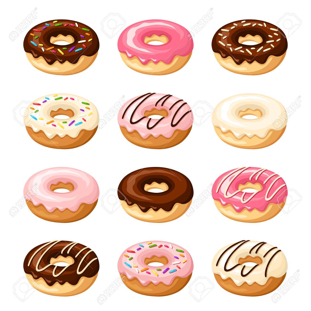 1300x1300 Set Of Twelve Donuts With White, Pink Chocolate Glaze
