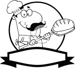 300x271 Black And White Cartoon Of Bread Baker