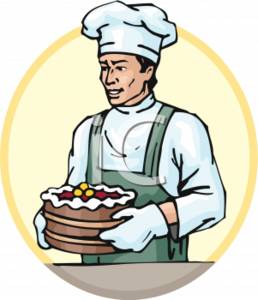 258x300 Clipart Picture Of A Baker Holding A Triple Layer Cake
