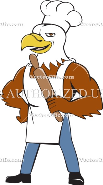 329x590 Bald Eagle Baker Chef Rolling Pin Cartoon Royalty Free Cartoon