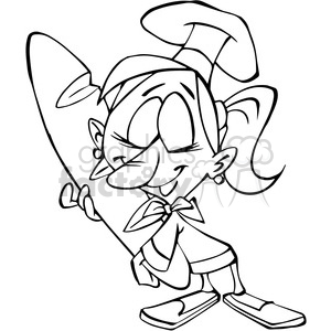 300x300 Royalty Free Cartoon Baker With Fresh Bread Black White 389829