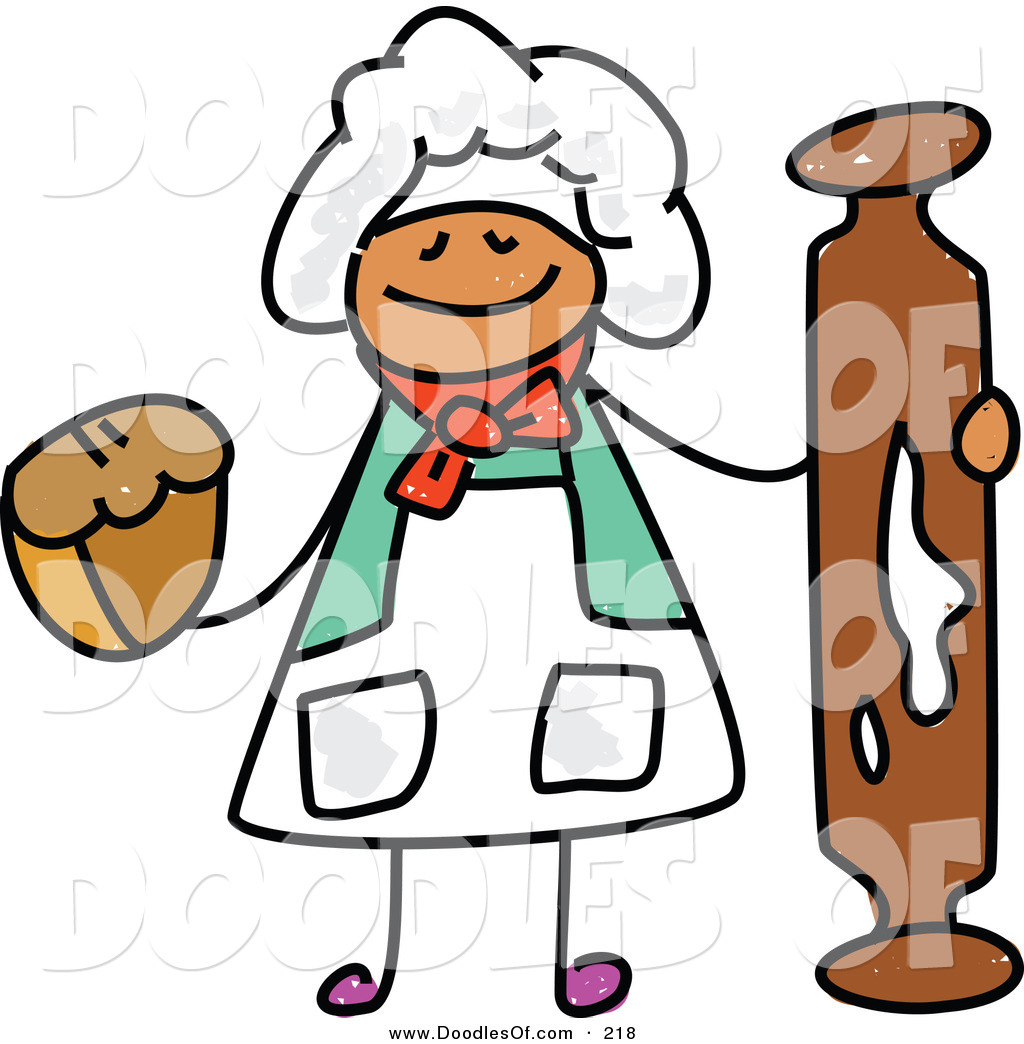 1024x1044 Vector Clipart Of A Childs Sketch Of A Happy Baker With A Rolling