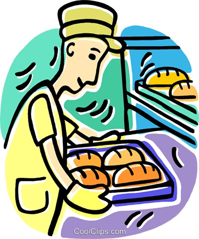 399x480 Baker With A Tray Of Bread Royalty Free Vector Clip Art