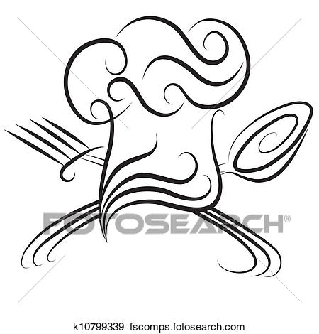 450x470 Clip Art Of Chef Hat With Spoon And Fork K10799339