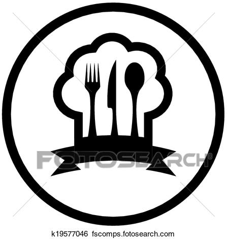 447x470 Clip Art Of Food Icon With Chef Hat And Kitchen Utensil K19577046