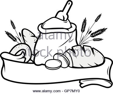 385x320 Vector Outline White Bread Loaf Food Icon On White Flat Square