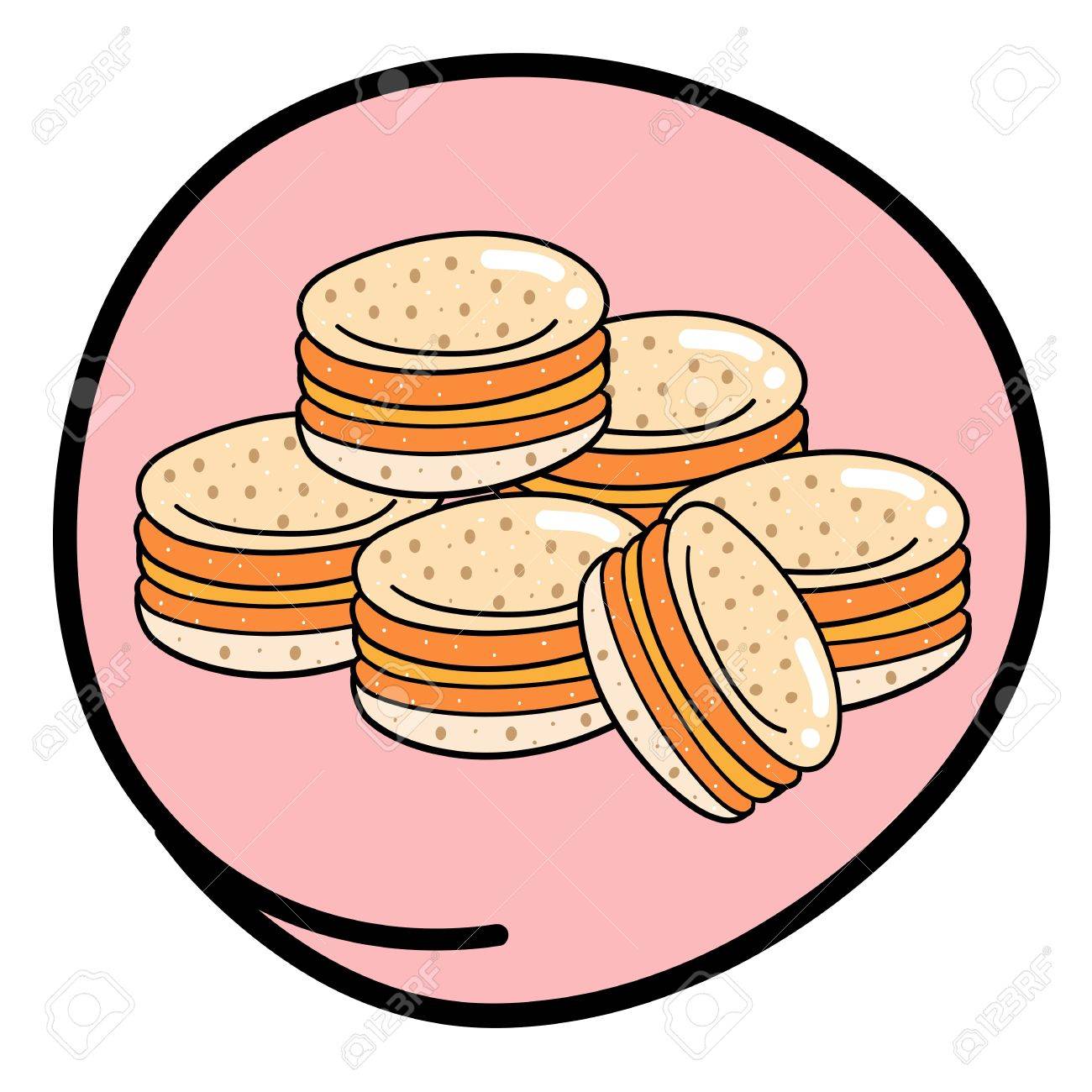 1300x1300 Food And Bakery, A Cartoon Illustration Stack Of Fresh Macaroons