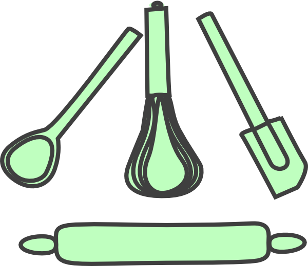 600x520 Bakery Utensils Pastel Green Clip Art